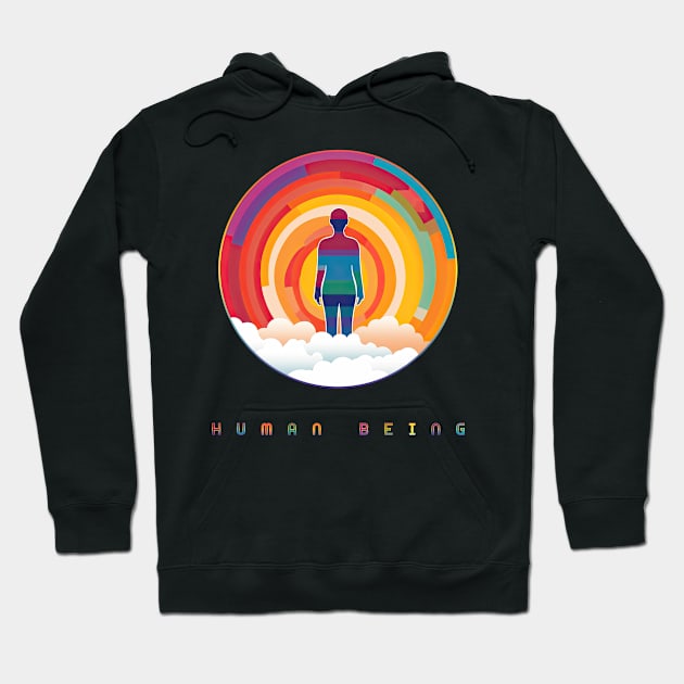 Human Being Pride Month Rainbow Sleeve Hoodie by DanielLiamGill